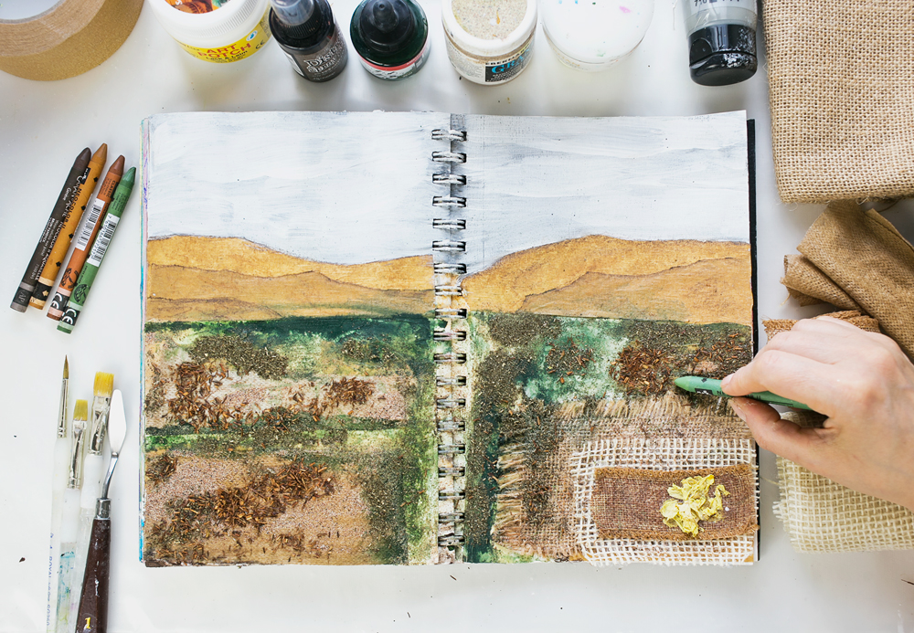 Art Journal 3 - Natural Mixed Media Painting - finishing touches