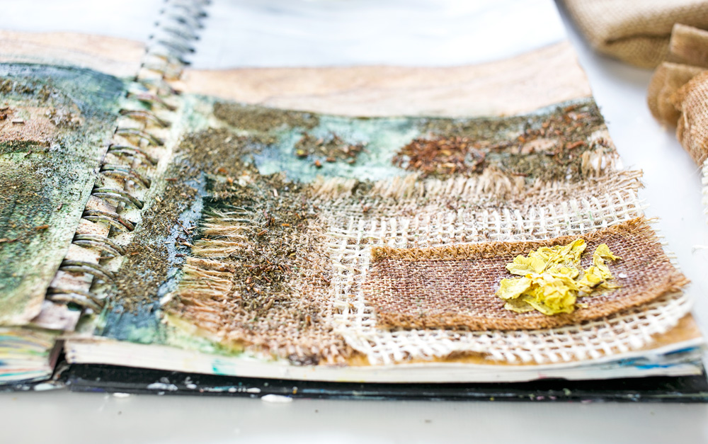 Art Journal 3 - Natural Mixed Media Painting - detail, right side